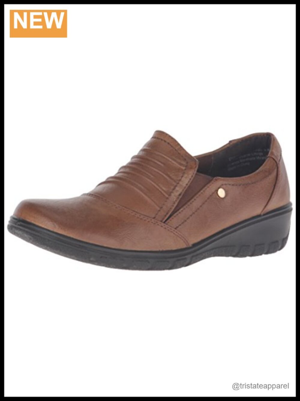 Faux Leather Pleated Flats Comfort Slip-On Walking Shoes